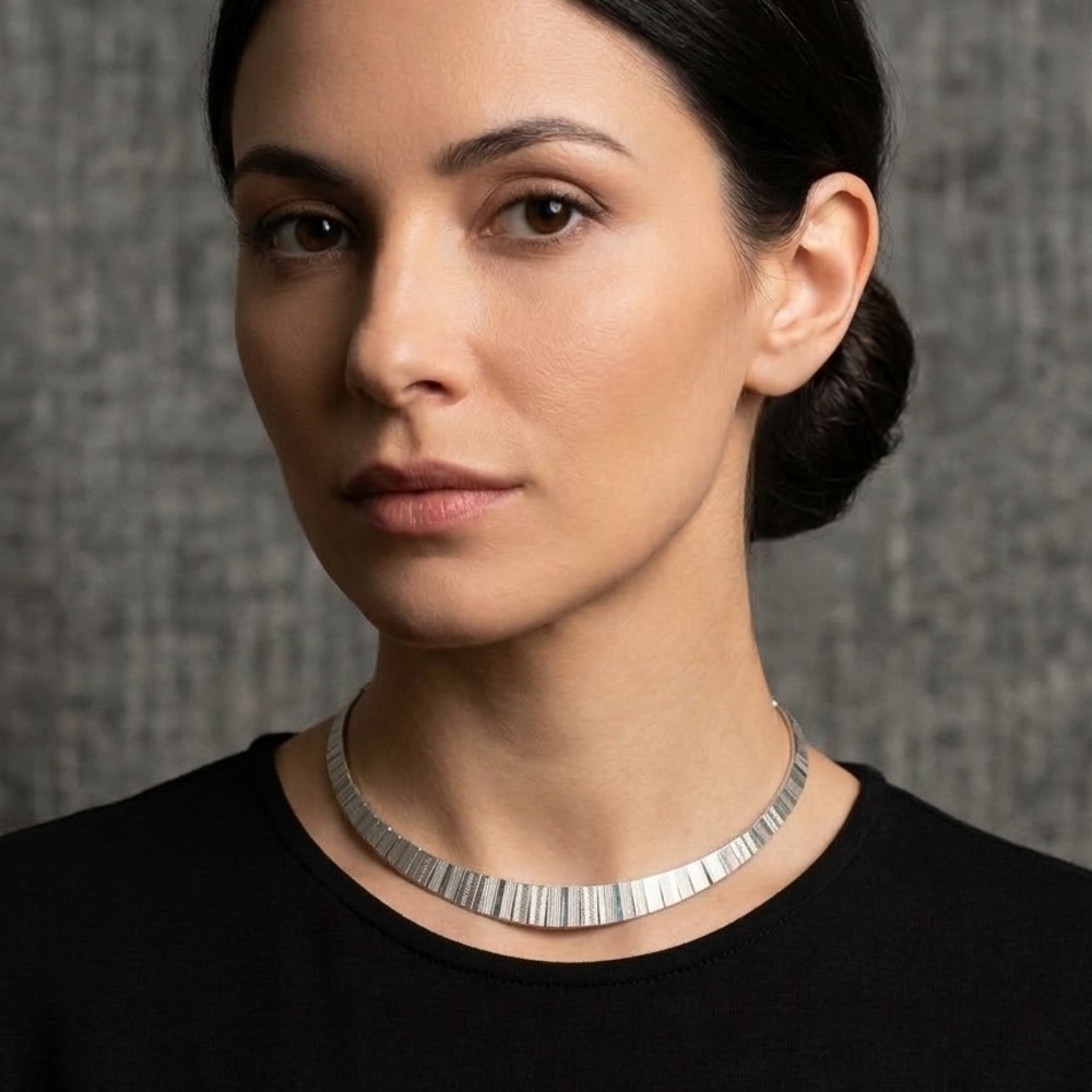 Italian Sterling Silver Collar Necklace